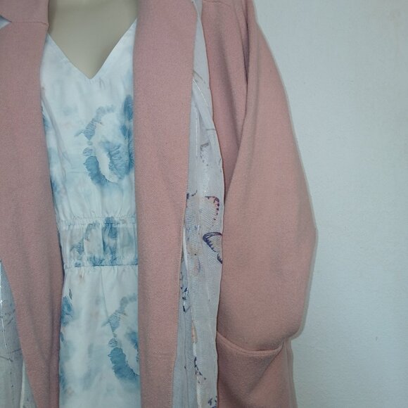UGC Paprika  Soft Pink Long Sweater Duster with pockets size 24/26 - Picture 10 of 12